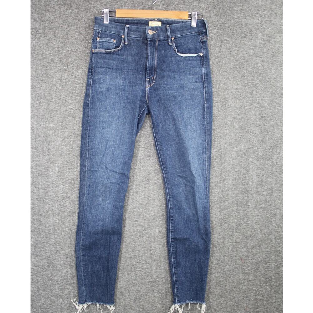 Mother Jeans The Looker Ankle Fray Girl Crush Sz 27 Medium Wash Blue Stretch